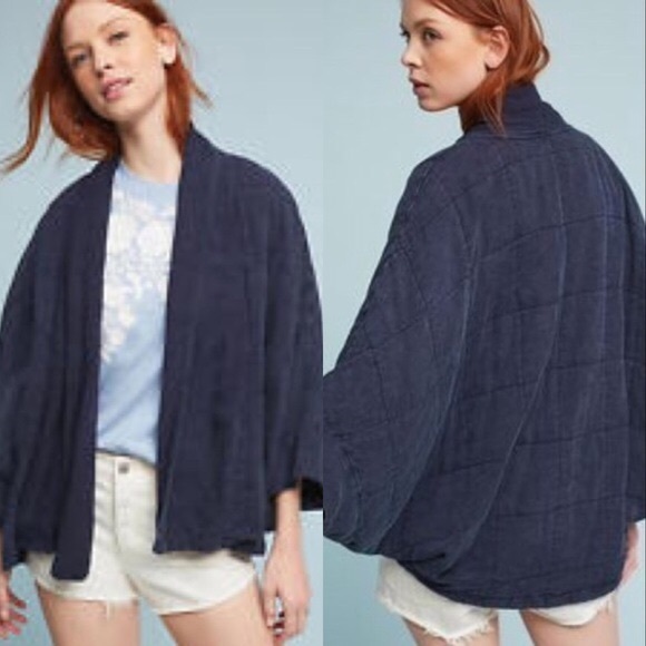 Anthropologie • Navy Blue Quilted Cardigan - Picture 1 of 7